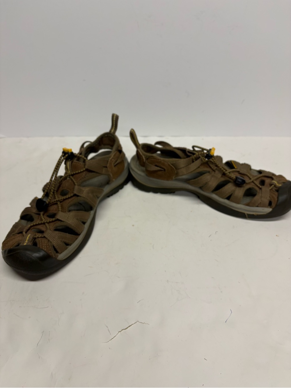KEEN Womens Whisper Brown Outdoor Sport Sandals Rubber Toe Bungee Lace 7.5 - Picture 7 of 12